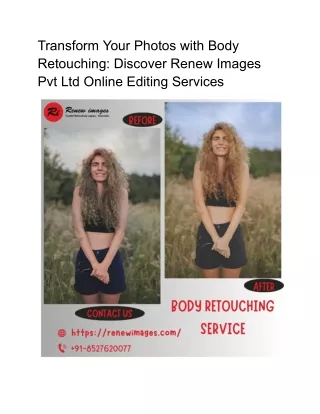 Transform Your Photos with Body Retouching: Discover Renew Images Pvt Ltd Onlin