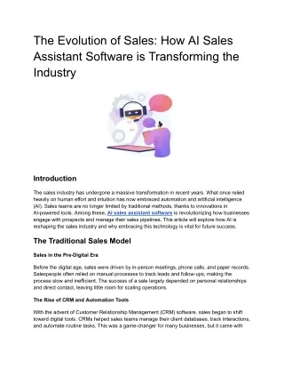 The Evolution of Sales_ How AI Sales Assistant Software is Transforming the Industry