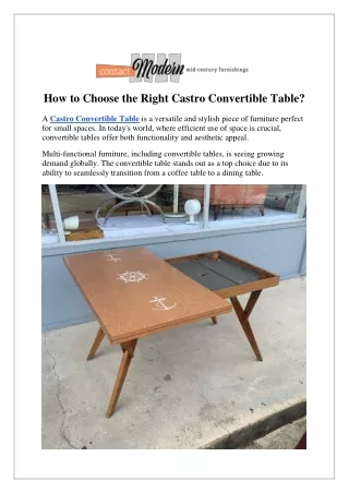 How to Choose the Right Castro Convertible Table