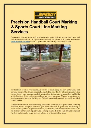 Precision Handball Court Marking & Sports Court Line Marking Services