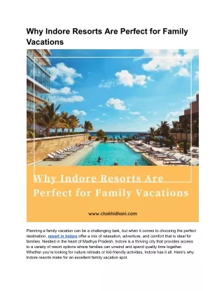 Why Indore Resorts Are Perfect for Family Vacations