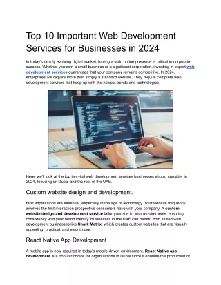 Top 10 Essential Web Development Services for Businesses in 2024