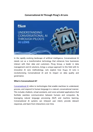 Exploring Conversational AI Through PiLog's AI Lens