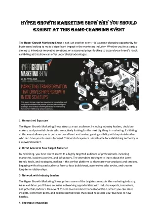 Why You Should Exhibit at the Hyper Growth Marketing
