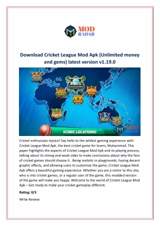 Download Cricket League Mod Apk (Unlimited money and gems) latest version v1.19.