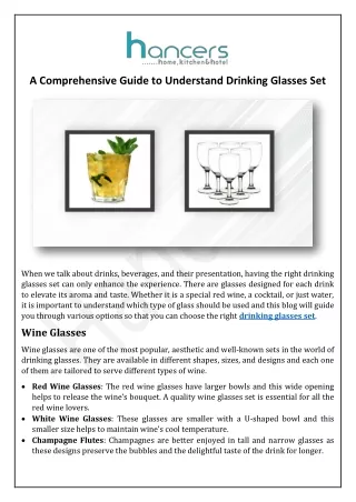 A Comprehensive Guide to Understand Drinking Glasses Set