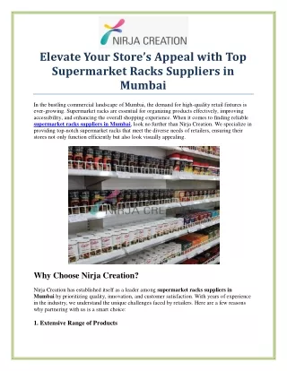 Top Supermarket Racks Suppliers in Mumbai for Your Retail Needs