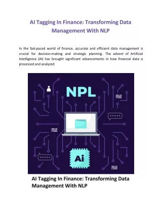 AI Tagging In Finance: Transforming Data Management With NLP