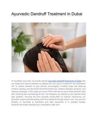 Ayurvedic Dandruff Treatment in Dubai