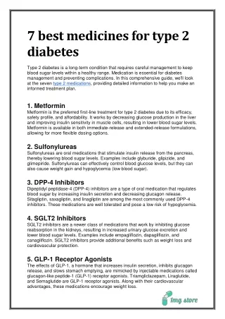 7 best medicines for type 2 diabetes