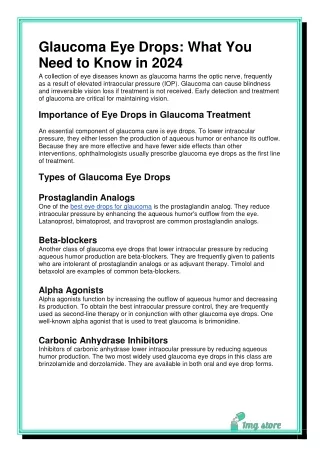 Glaucoma Eye Drops What You Need to Know in 2024