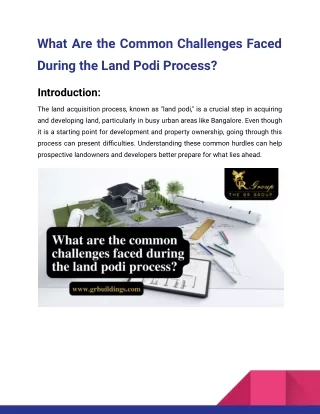 What Are the Common Challenges Faced During the Land Podi Process_Gr Group
