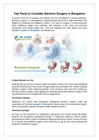 Top Facts to Consider Bariatric Surgery in Bangalore