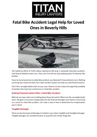 Fatal Bike Accident Legal Help for Loved Ones in Beverly Hills