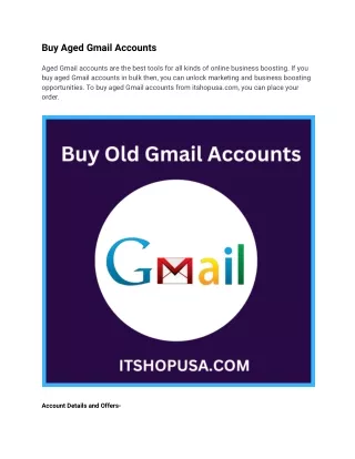 Buy Old Gmail Accounts - All Country account,100% Safe