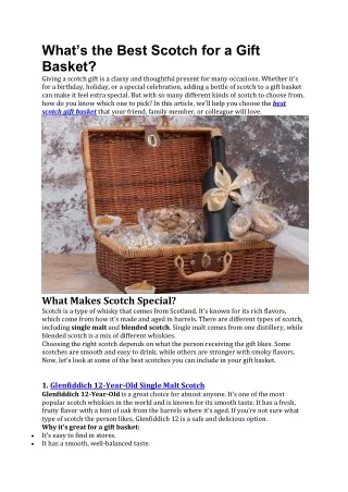 What’s the Best Scotch for a Gift Basket