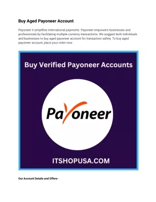 Buy Aged Payoneer Account