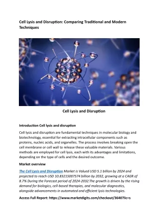Cell Lysis and Disruption  Comparing Traditional and Modern Techniques
