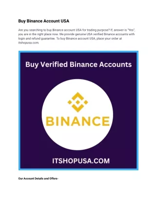 Buy Verified Binance Accounts - 100% SSN, Selfie Verified Safe