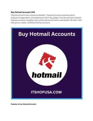 Buy Hotmail PVA Email Accounts in Bulk