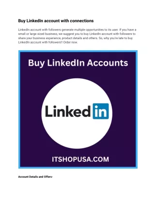Buy LinkedIn Accounts -Have 50-500 Connection & Safe