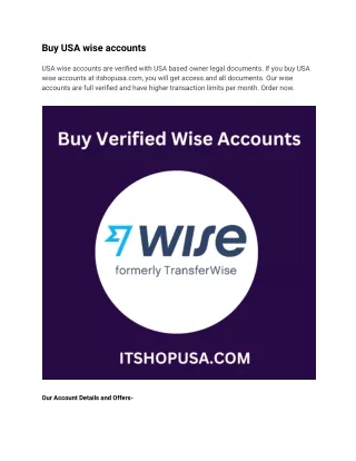 Buy Verified Wise Accounts - 100% Safe USA Accounts