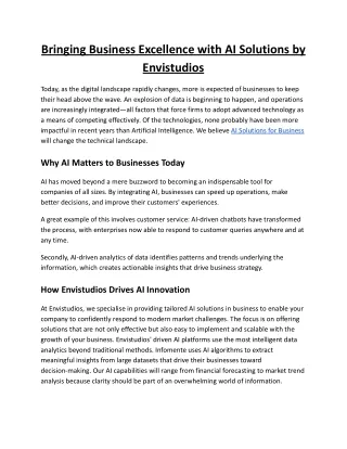 Bringing Business Excellence with AI Solutions by Envistudios