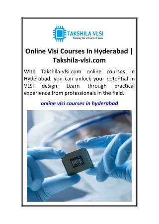 Online Vlsi Courses In Hyderabad  Takshila-vlsi.com