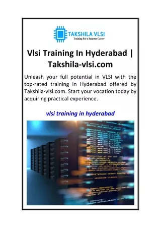 Vlsi Training In Hyderabad  Takshila-vlsi.com