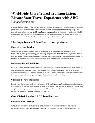 worldwide chauffeured transportation