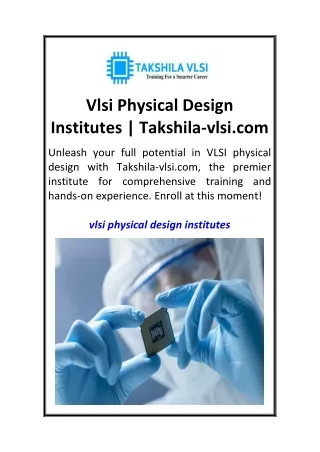 Vlsi Physical Design Institutes  Takshila-vlsi.com