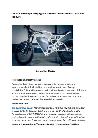 Generative DesignShaping the Future of Sustainable and Efficient Products