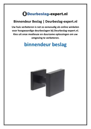 Binnendeur Beslag  Deurbeslag-expert.nl