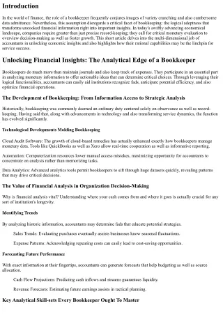 Unlocking Financial Insights: The Analytical Edge of a Bookkeeper