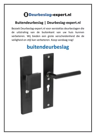 Buitendeurbeslag  Deurbeslag-expert.nl