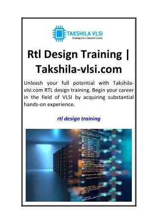 Rtl Design Training  Takshila-vlsi.com