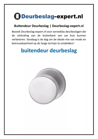Buitendeur Deurbeslag  Deurbeslag-expert.nl