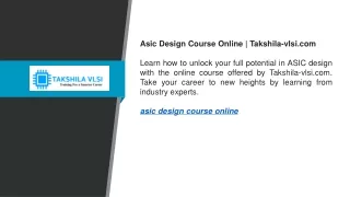 Asic Design Course Online   Takshila-vlsi.com