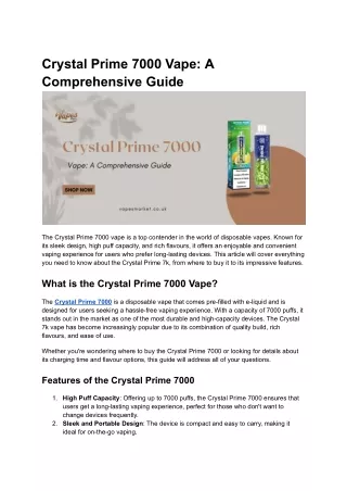 Crystal Prime 7000 Vape_ A Comprehensive Guide