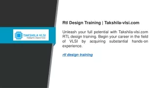 Rtl Design Training   Takshila-vlsi.com