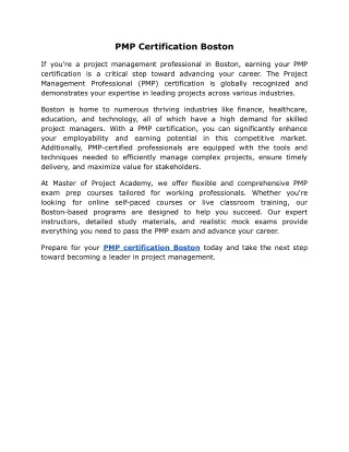 PMP Certification Boston