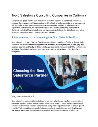 Top 5 Salesforce Consulting Companies in California