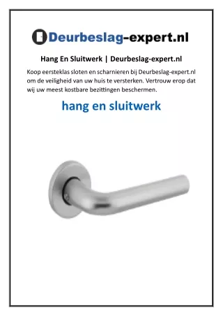 Hang En Sluitwerk  Deurbeslag-expert.nl