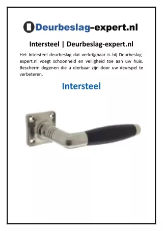 Intersteel  Deurbeslag-expert.nl