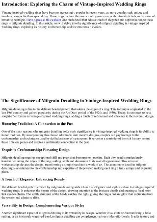The Significance of Milgrain Detailing in Vintage-Inspired Wedding Rings