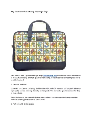 Why buy Derben Clove laptop messenger bag