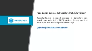 Fpga Design Courses In Bangalore   Takshila-vlsi.com