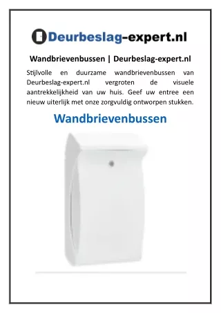 Wandbrievenbussen  Deurbeslag-expert.nl