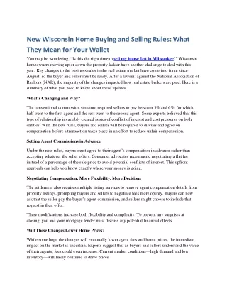 New Wisconsin Home Buying and Selling Rules: What They Mean for Your Wallet