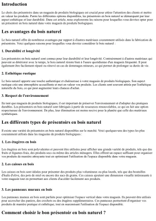 Les raisons d'opter pour un présentoir en bois naturel dans votre magasin de pro